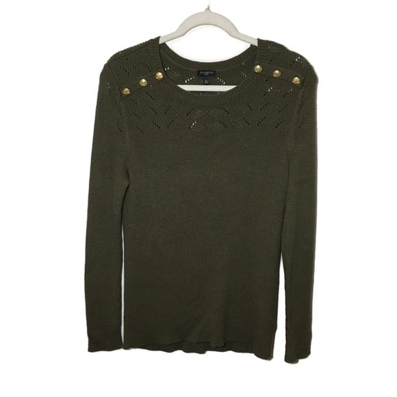 Talbots Olive Green/Brown Sweater-- Size LP - Picture 2 of 8